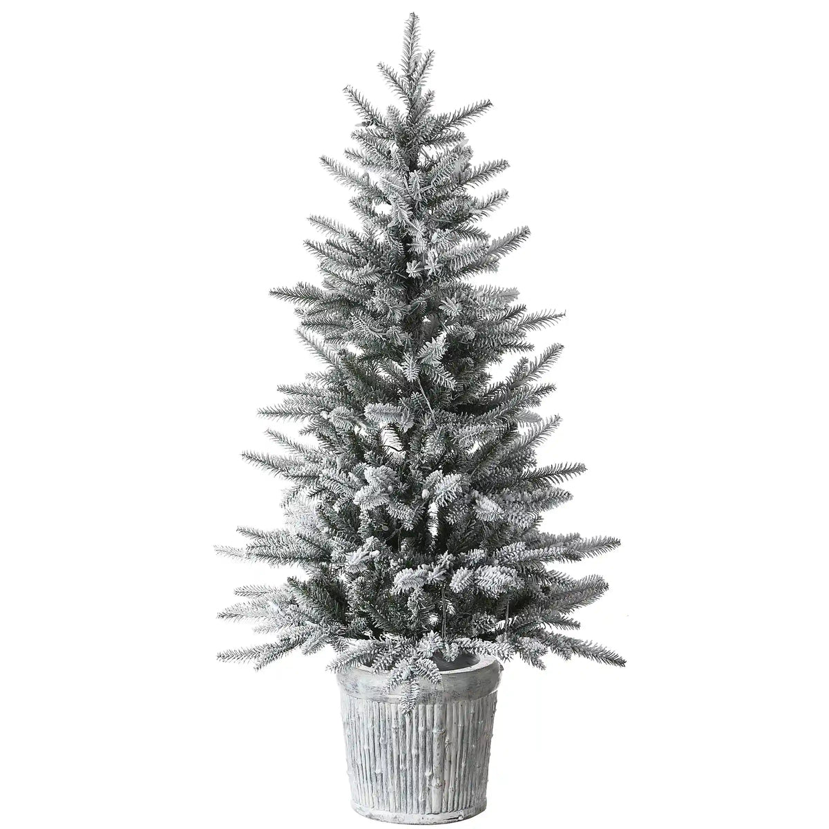 4.5 ft. Pre-Lit Snowy Alpine Fir Tree with LED Lights, Plug-In