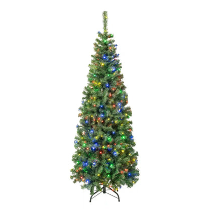 6 ft. Pre-Lit Sagamore Slim Tree with Multi LED Lights, Plug-In
