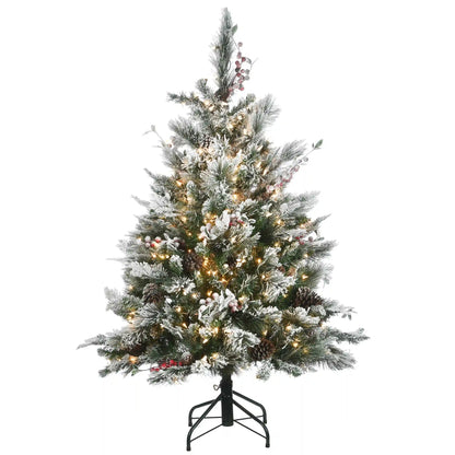4.5 ft. Pre-Lit Snowy Bedford Pine Tree with Clear Lights, Plug-In