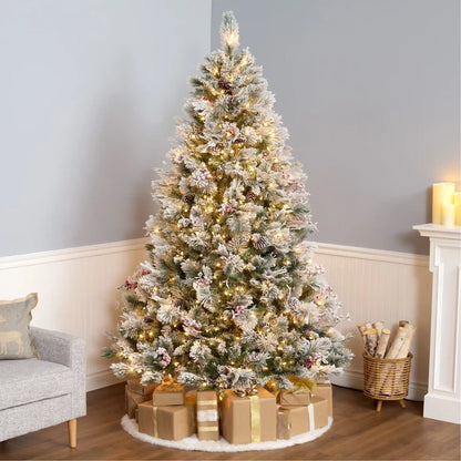 7.5 ft. Pre-Lit Snowy Bedford Pine Tree with Clear Lights