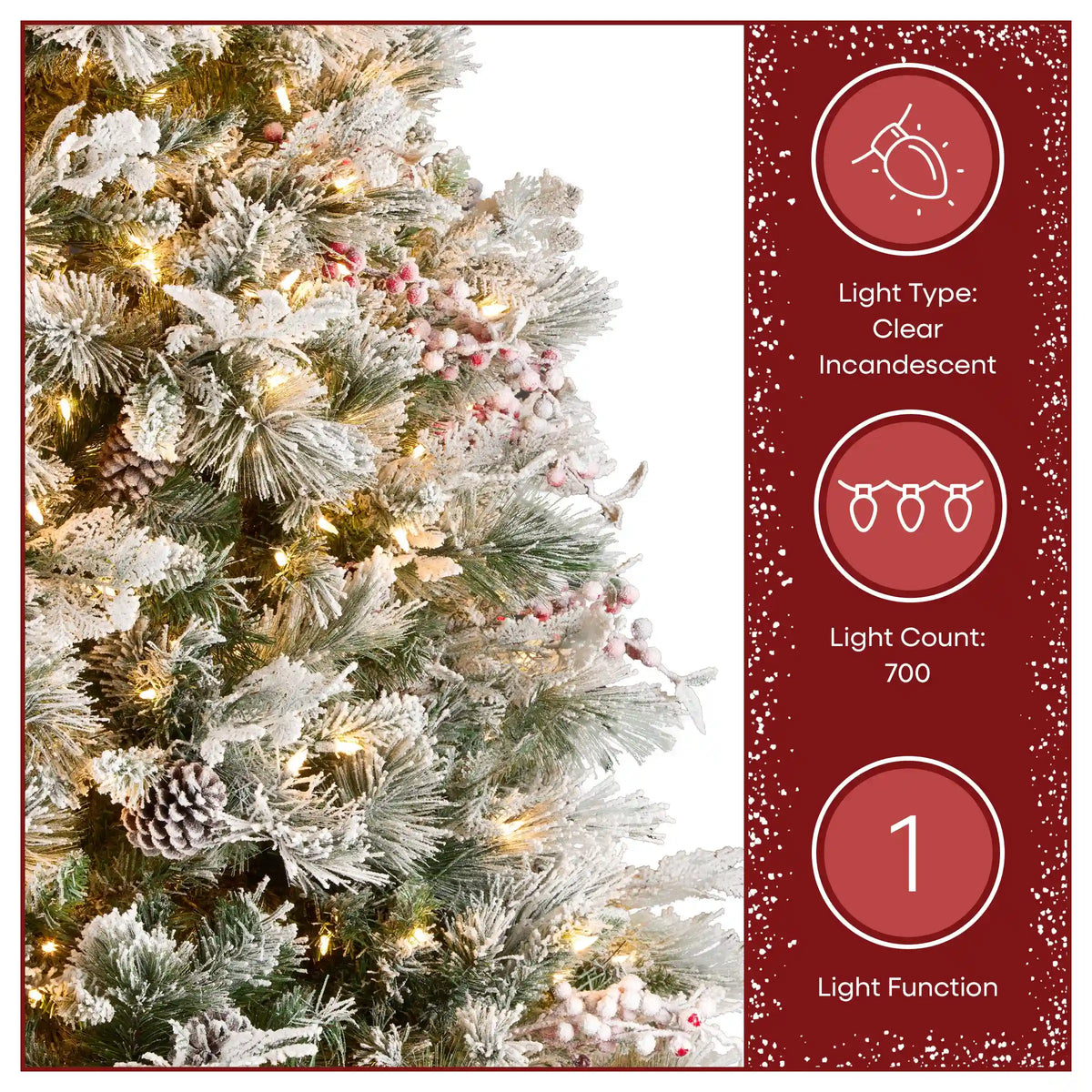 7.5 ft. Pre-Lit Snowy Bedford Pine Tree with Clear Lights
