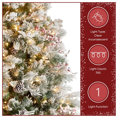 7.5 ft. Pre-Lit Snowy Bedford Pine Tree with Clear Lights