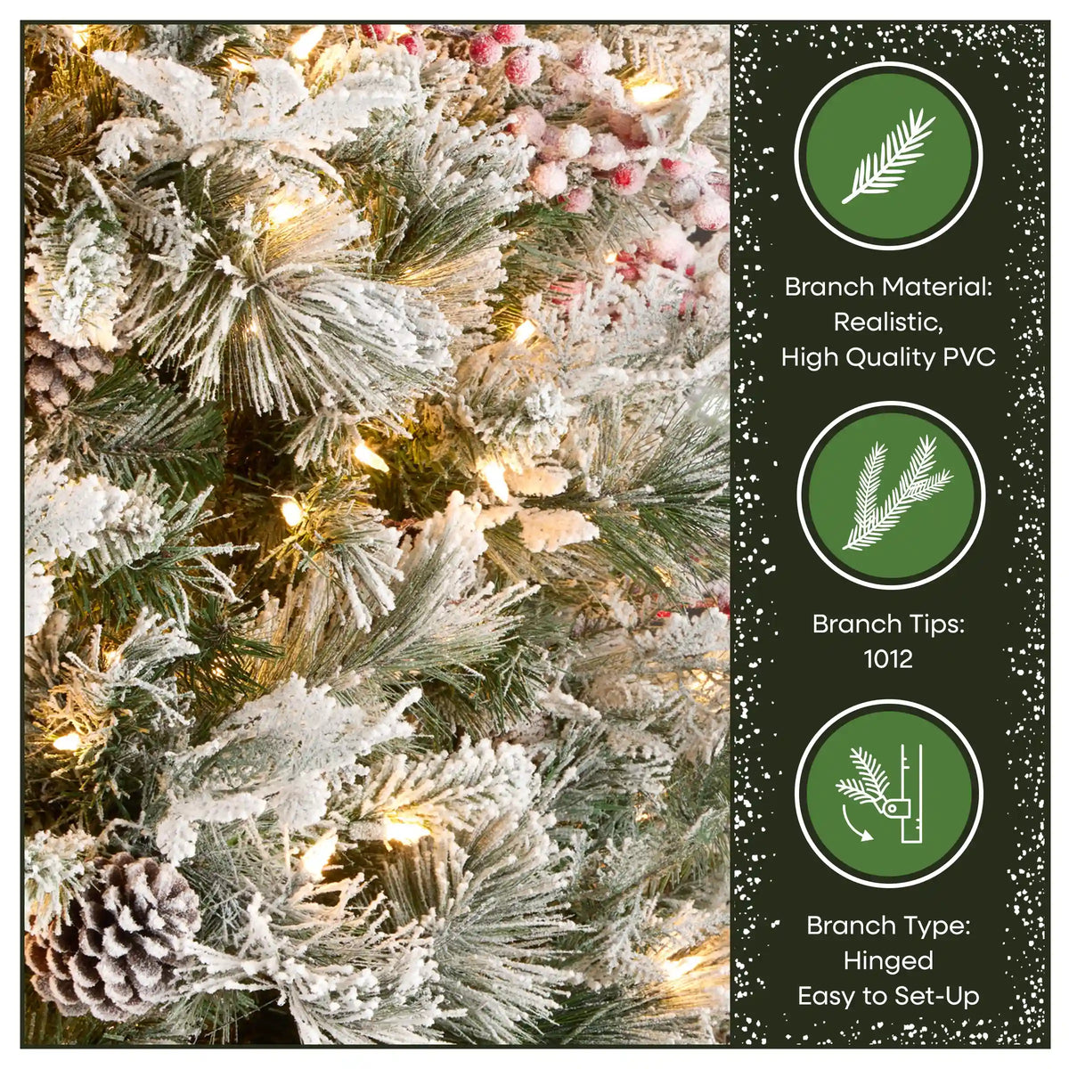 7.5 ft. Pre-Lit Snowy Bedford Pine Tree with Clear Lights