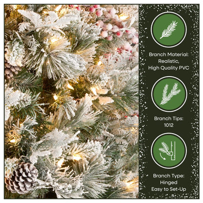 7.5 ft. Pre-Lit Snowy Bedford Pine Tree with Clear Lights