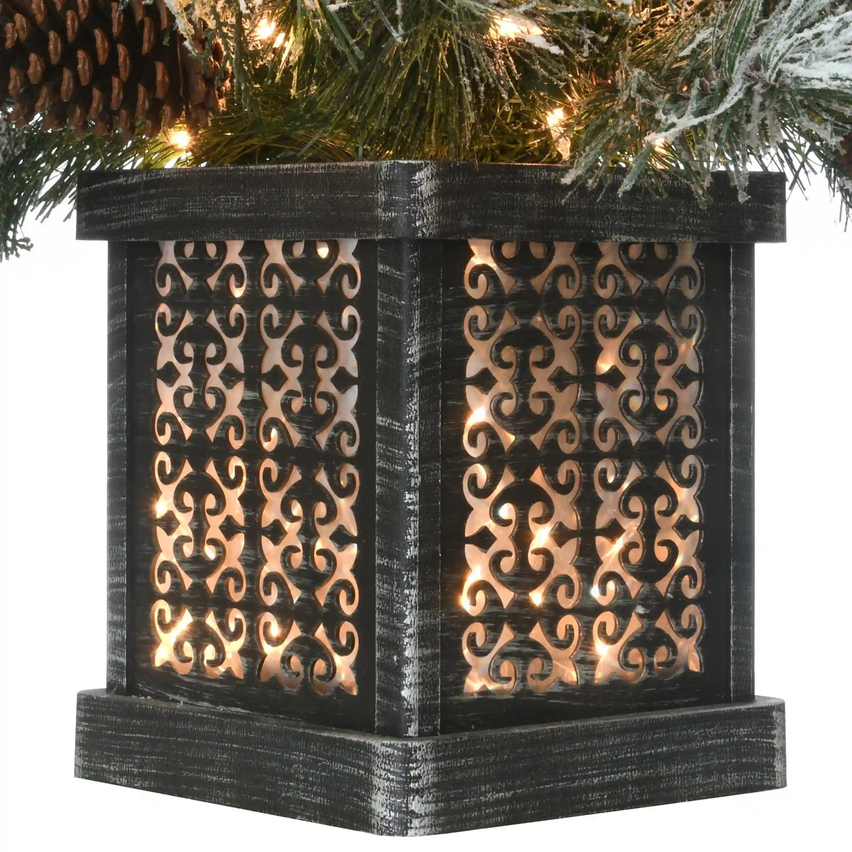 4 ft. Pre-Lit Snowy Bedford Pine Tree with Clear Lights, Plug-In