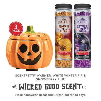 Scentiscles, Pumpkin Warmer/ Scentfetti Witch's Berry Brew & Pumpkin 'n Cider- 3 pack