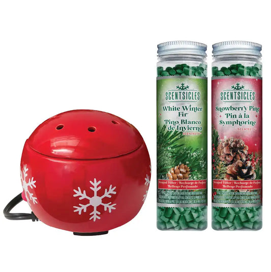 Scentsicles, Red Snowflake Warmer, Scentfetti 1 White Winter Fir /1Snowberry Pine- 3 pack