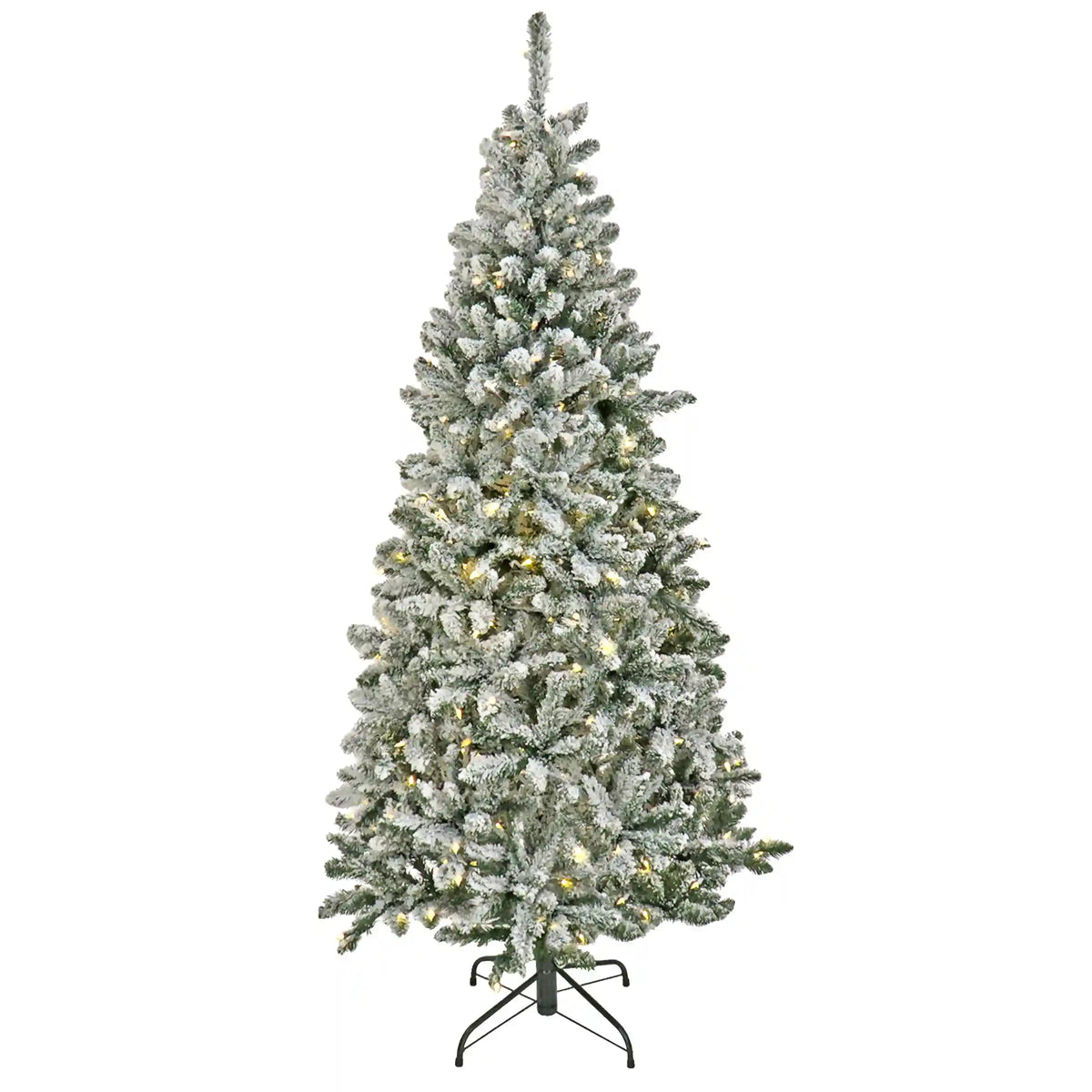 6.5 ft. Pre-Lit Snowy Chatham Slim Tree with  PowerConnect Dual Color LED Lights, Plug-In
