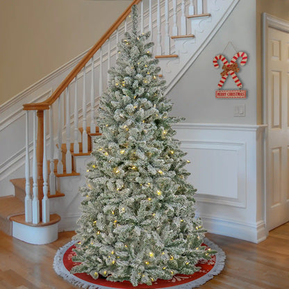 7.5 ft. Pre-Lit Snowy Chatham Slim Tree with PowerConnect Dual Colored LED Lights, Plug-In