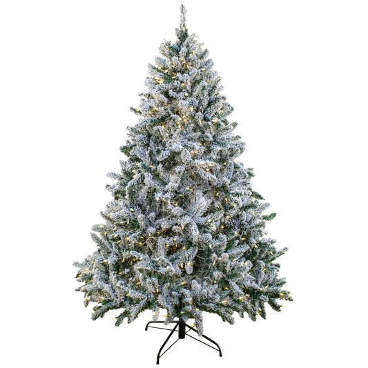 9ft. Pre-Lit Snowy Hudson Hinged Tree with PowerConnect Warm White LED Lights, Plug-In