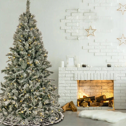 7.5 ft. Pre-Lit Snowy Harwich Tree with PowerConnect Warm White LED Lights, Plug-In