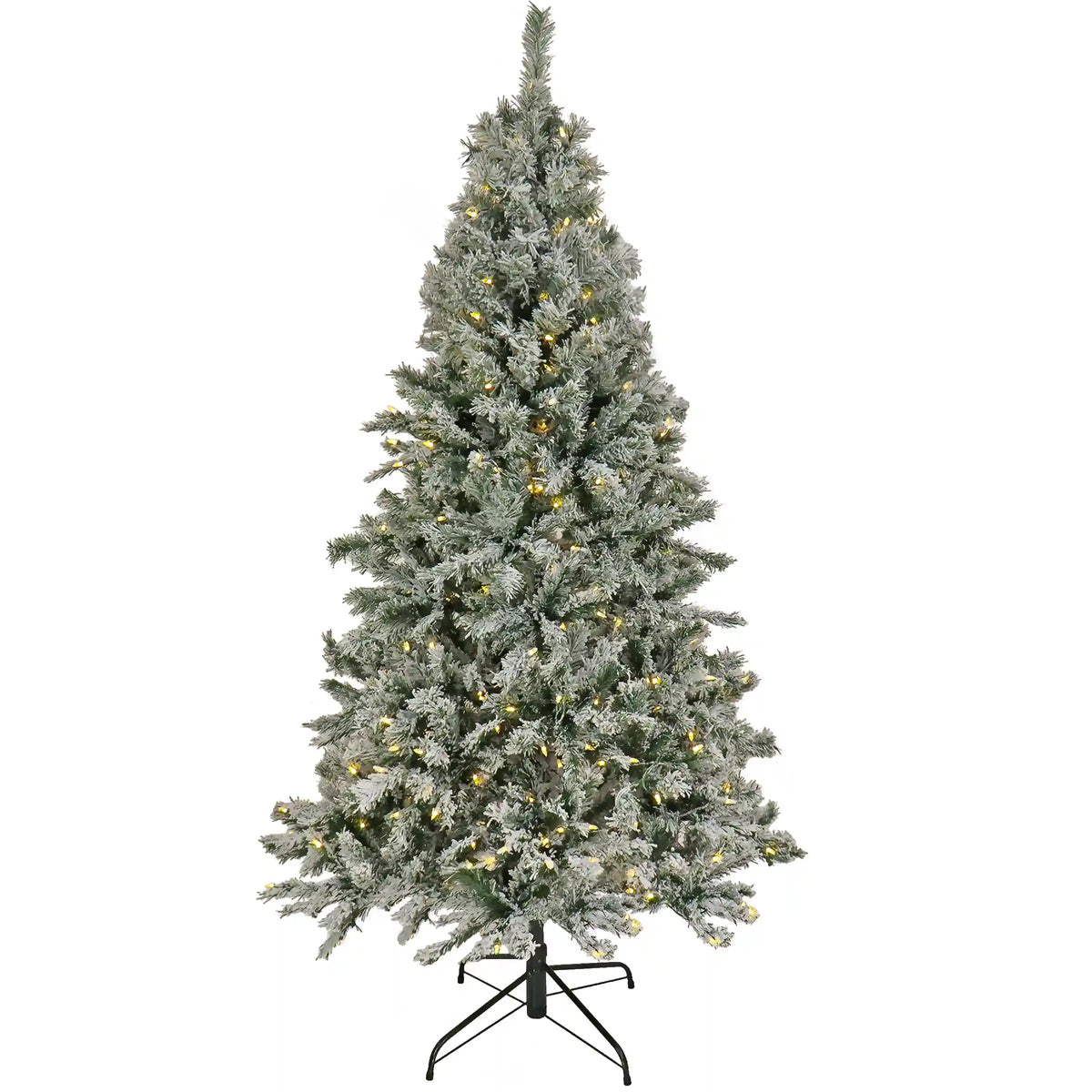 7.5 ft. Pre-Lit Snowy Harwich Tree with PowerConnect Warm White LED Lights, Plug-In