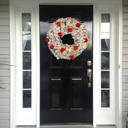 30 in. Pre-Lit Snowy Bristle Pine Wreath with LED Lights