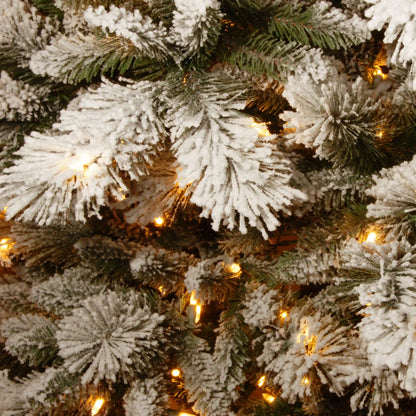 7.5 ft. Pre-Lit Snowy Westwood Pine Slim Tree with Clear Lights, Plug-In