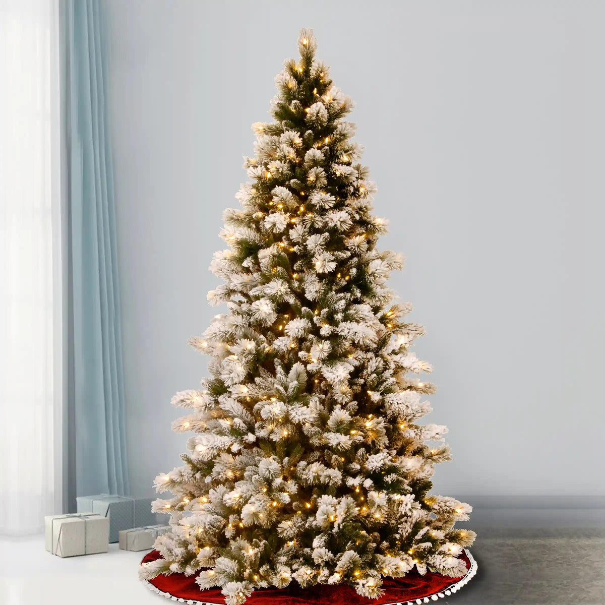 7.5 ft. Pre-Lit Snowy Westwood Pine Full Tree with Clear Lights, Plug-In