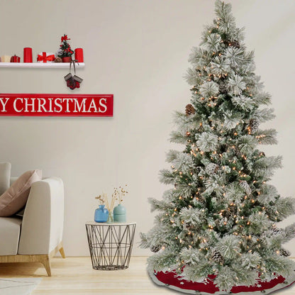 7.5 ft. Pre-Lit Snowy Yorkshire Tree with Clear Lights, Plug-In