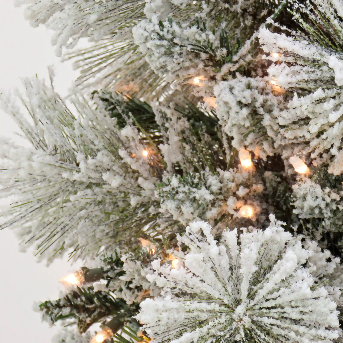 7.5 ft. Pre-Lit Snowy Yorkshire Tree with Clear Lights, Plug-In