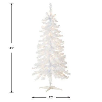 4 ft. Pre-Lit Tinsel Collection White Iridescent Tree with Clear Lights, Plug-In