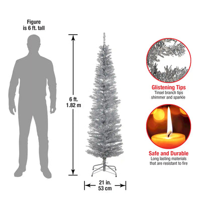 6 ft. Tinsel Collection Silver Tree