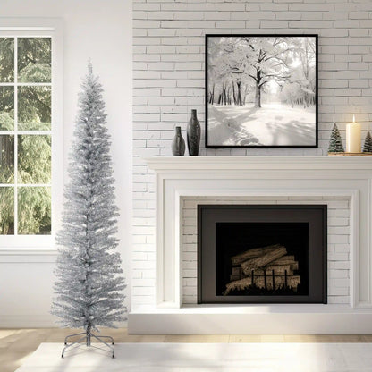 6 ft. Tinsel Collection Silver Tree