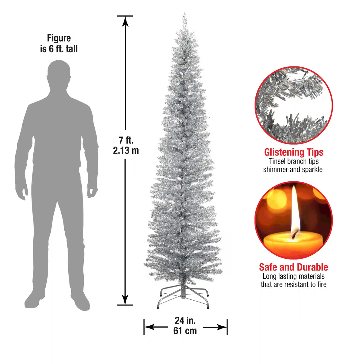 7 ft. Tinsel Collection Silver Tree