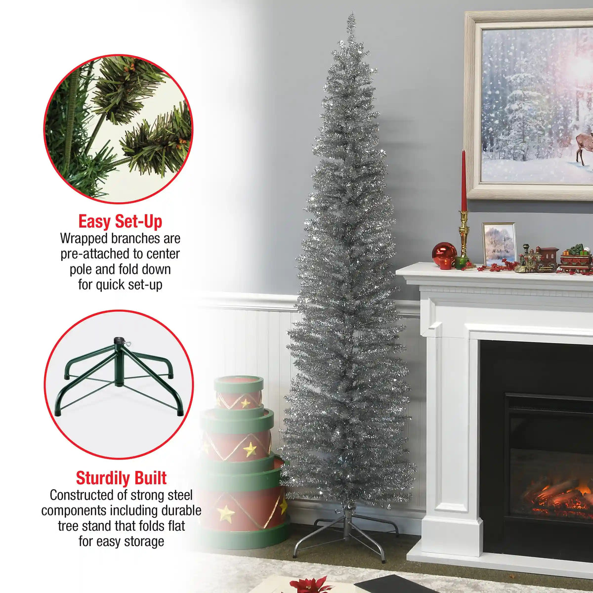 7 ft. Tinsel Collection Silver Tree