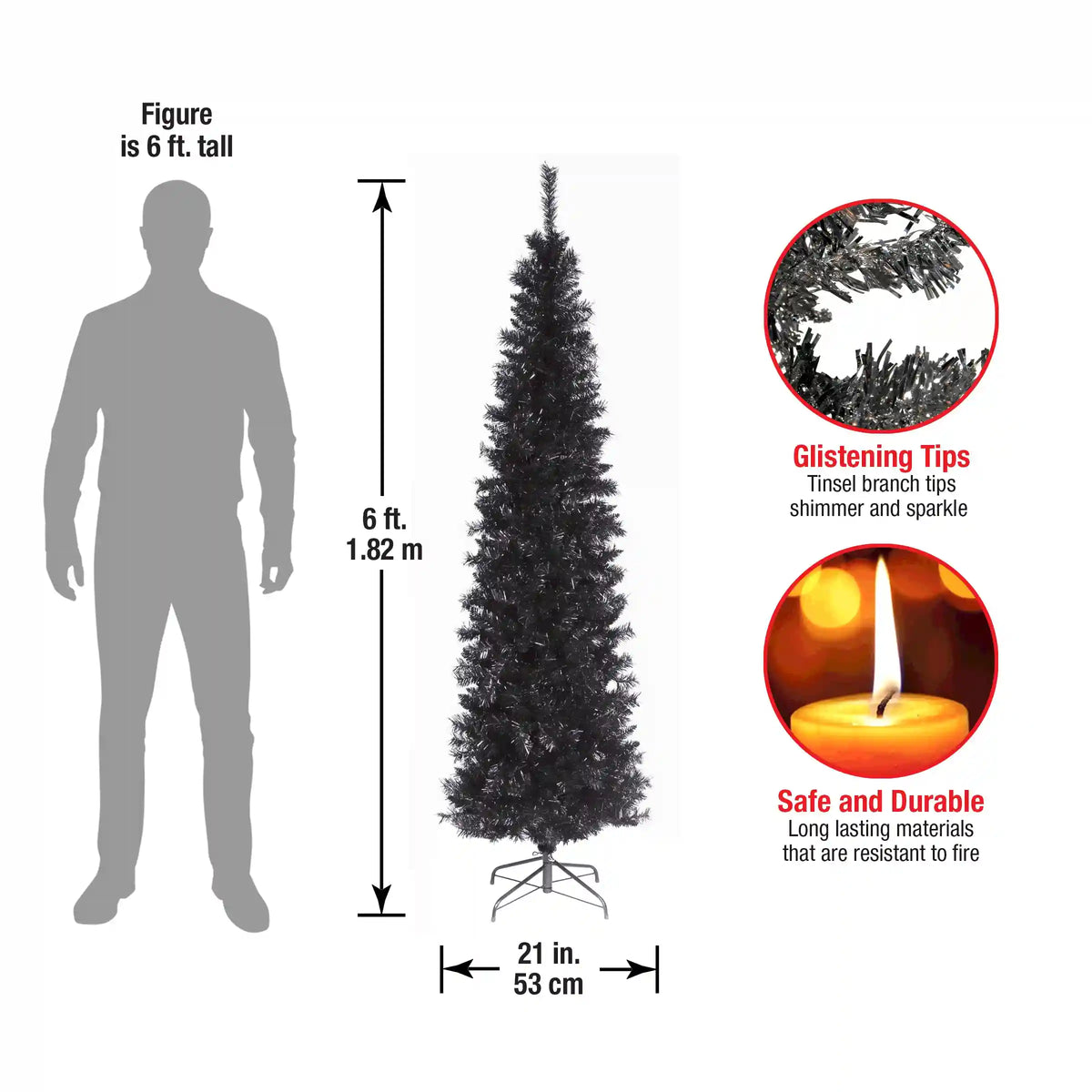 6 ft. Tinsel Collection Black Tree