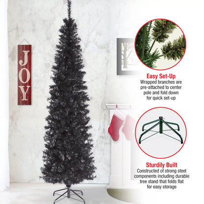 6 ft. Tinsel Collection Black Tree