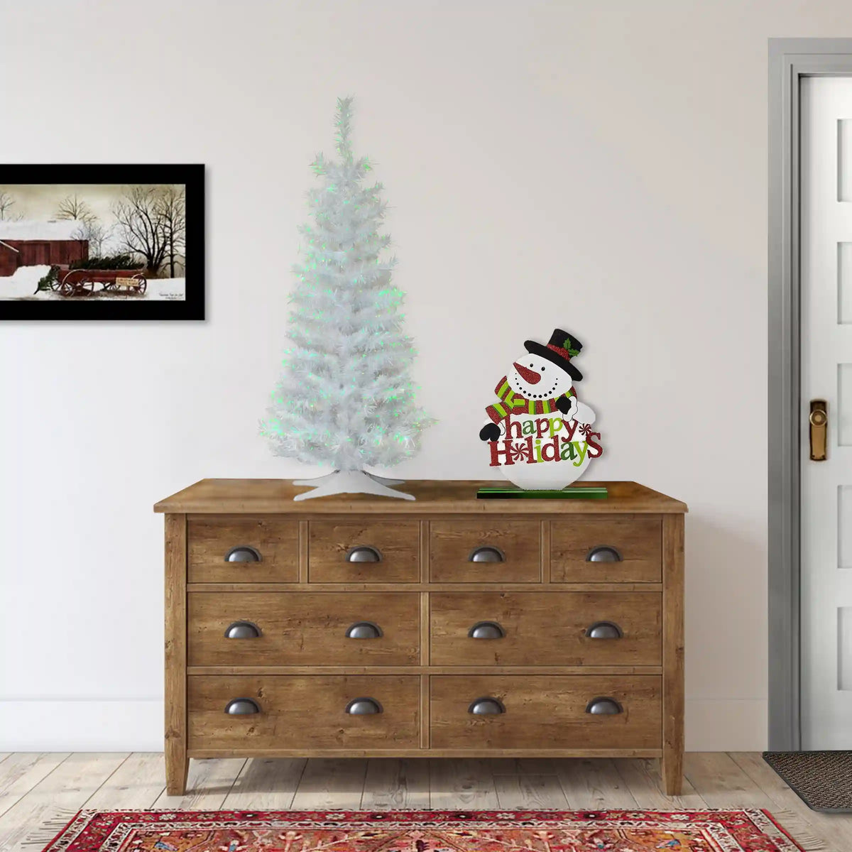 3 ft. Tinsel Collection White Iridescent Tree
