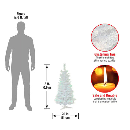 3 ft. Tinsel Collection White Iridescent Tree