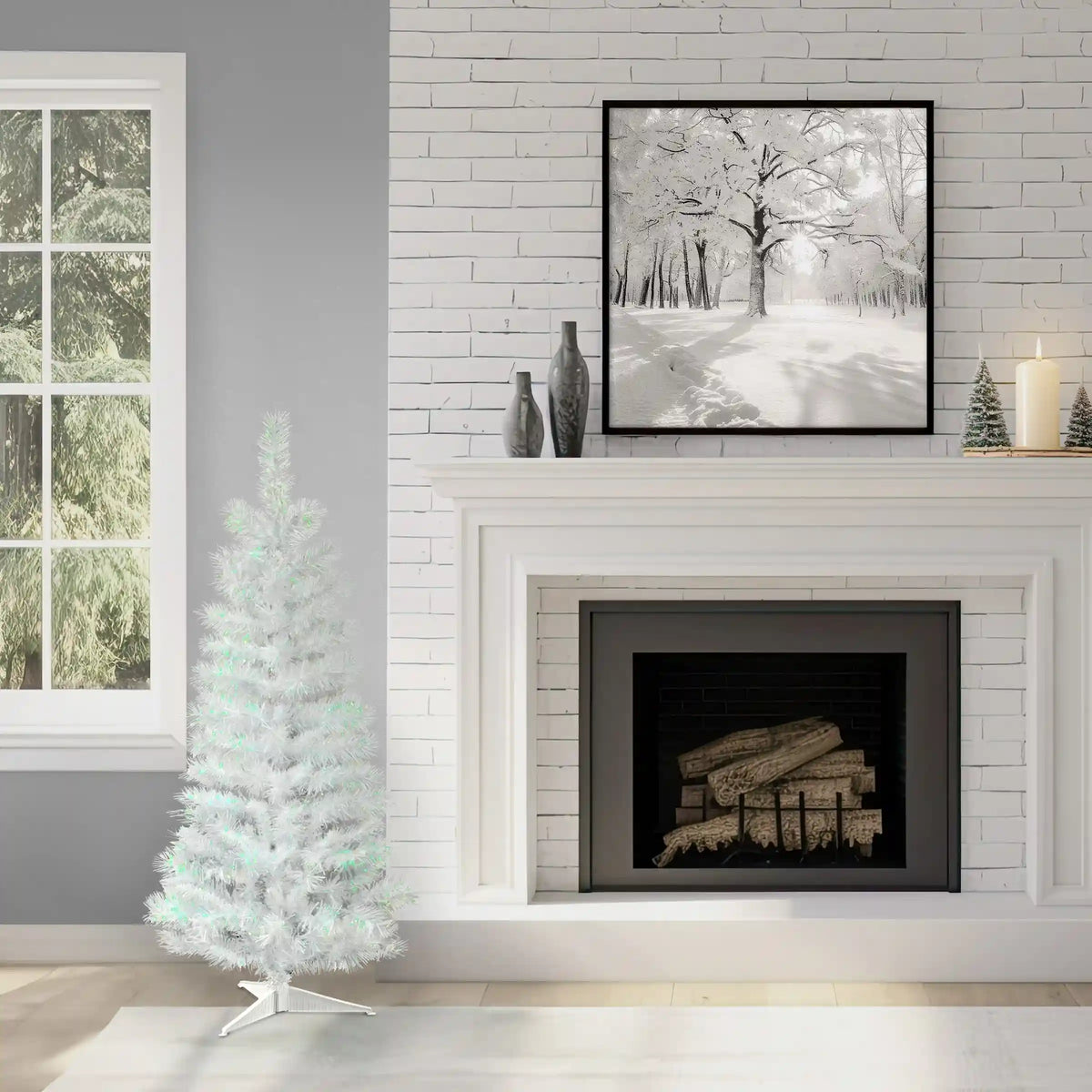 3 ft. Tinsel Collection White Iridescent Tree