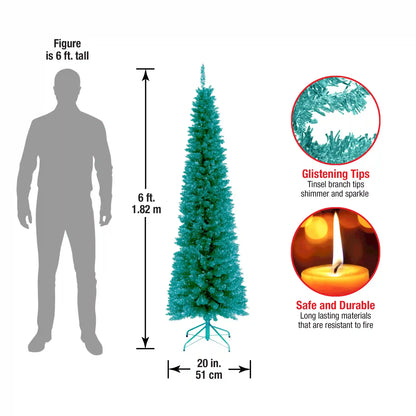 6 ft. Tinsel Collection Turquoise Tree
