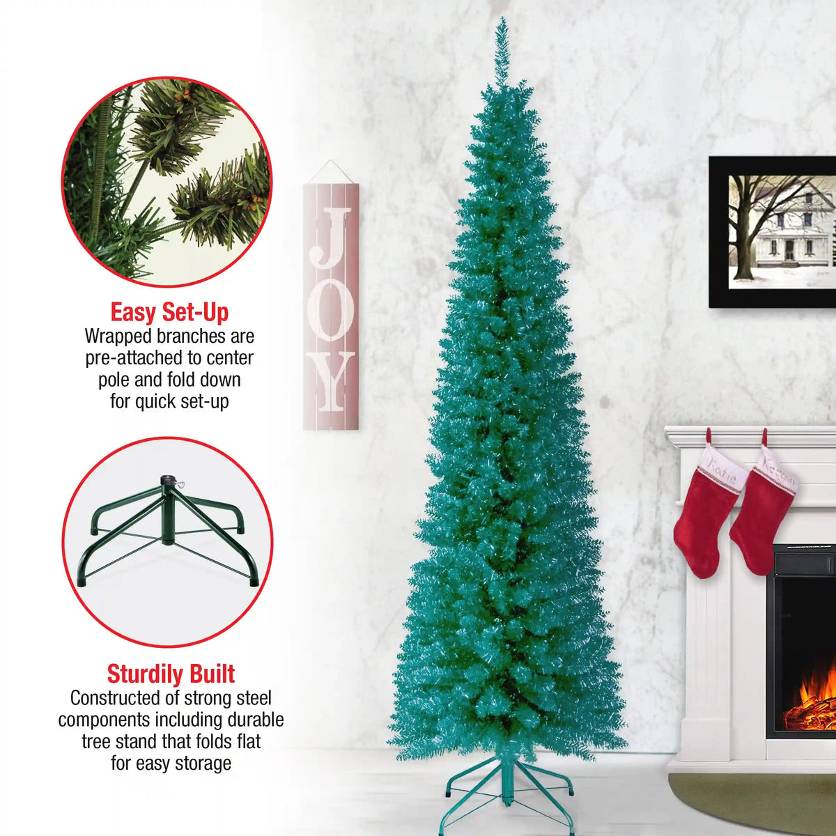 6 ft. Tinsel Collection Turquoise Tree