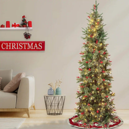 7.5 ft. Pre-Lit Virginia Pine Mixed Slim Tree with Warm White LED Lights, Plug-In