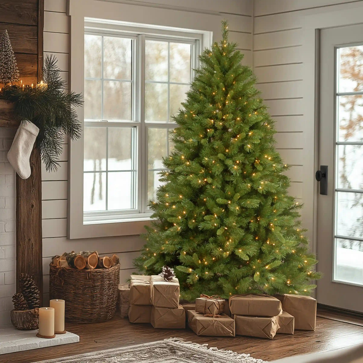 7.5 ft. Pre-Lit Winchester Pine Tree with Clear Lights, Plug-In