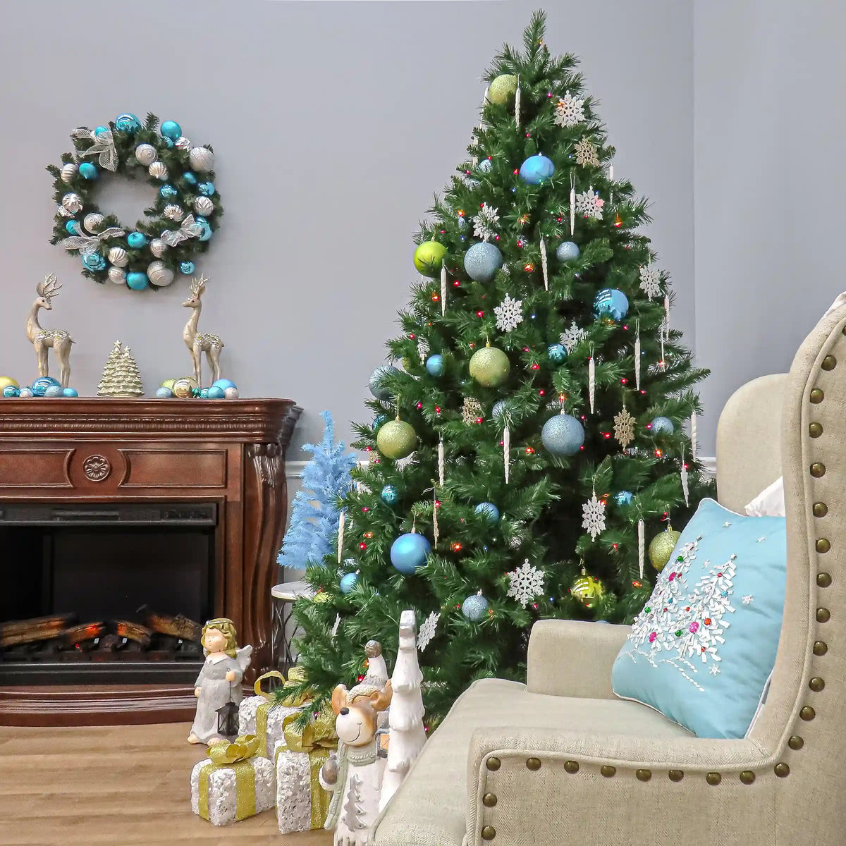 7.5 ft. Pre-Lit Winchester Pine Tree with Multicolor Lights, Plug-In