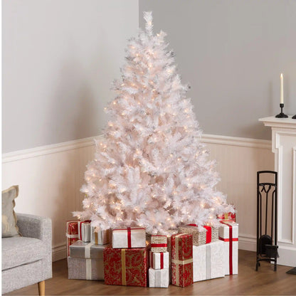 6.5 ft. Pre-Lit Winchester Pine White Tree with Clear Lights, Plug-In