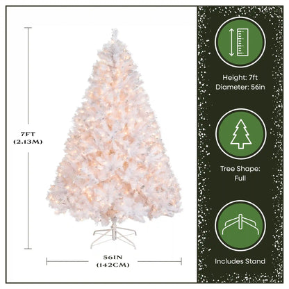 7 ft. Pre-Lit Winchester Pine White Tree with Clear Lights, Plug-In