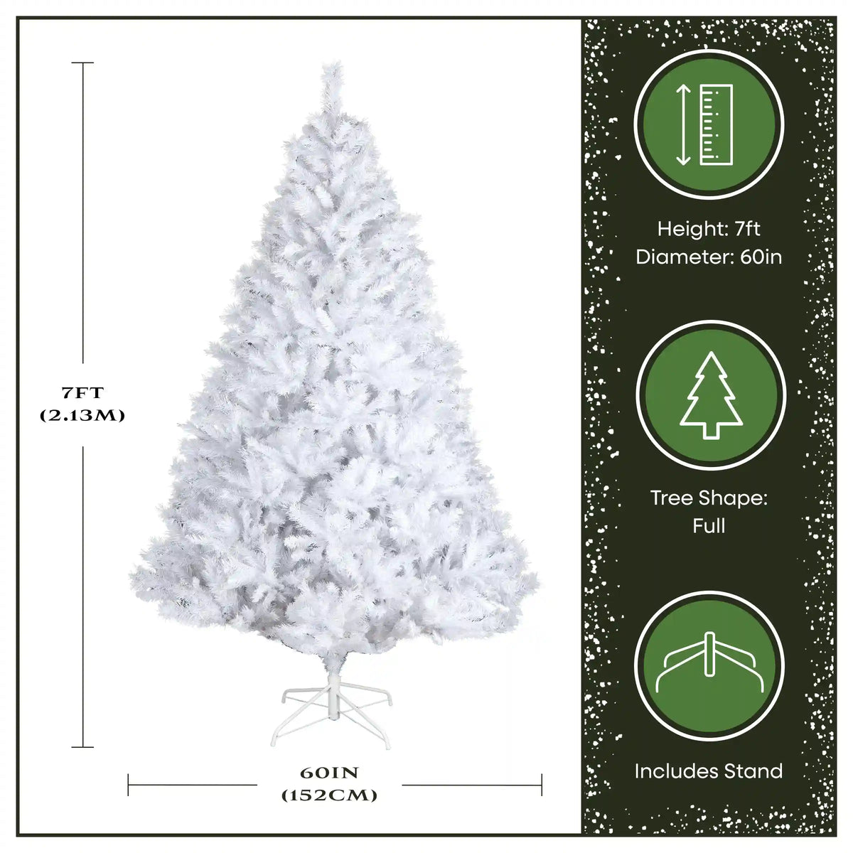 7.5 ft. Pre-Lit Winchester Pine White Tree with Clear Lights and Silver Glitter, Plug-In