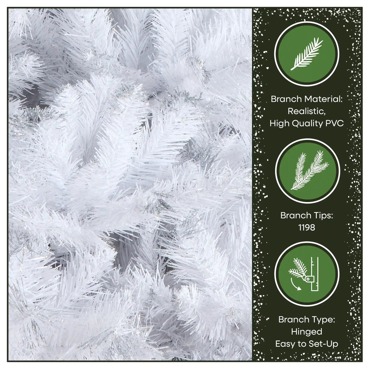 7.5 ft. Pre-Lit Winchester Pine White Tree with Clear Lights and Silver Glitter, Plug-In