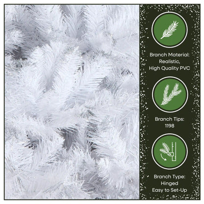 7.5 ft. Pre-Lit Winchester Pine White Tree with Clear Lights and Silver Glitter, Plug-In