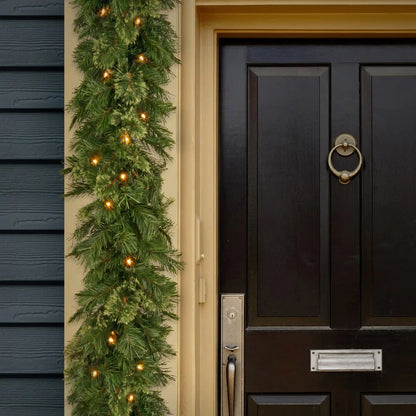 9 ft. Pre-Lit Wispy Willow Garland with Clear Lights, Plug-In