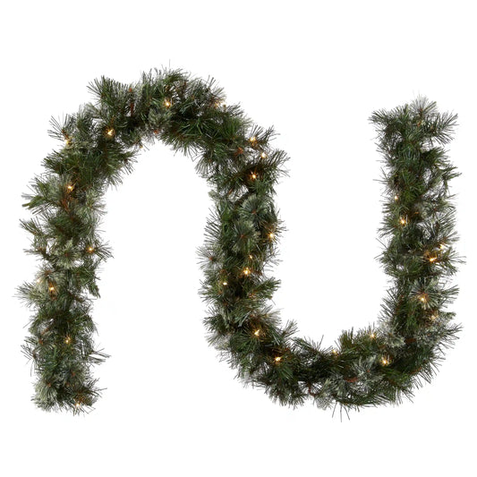 9 ft. Pre-Lit Wispy Willow Garland with Clear Lights, Plug-In
