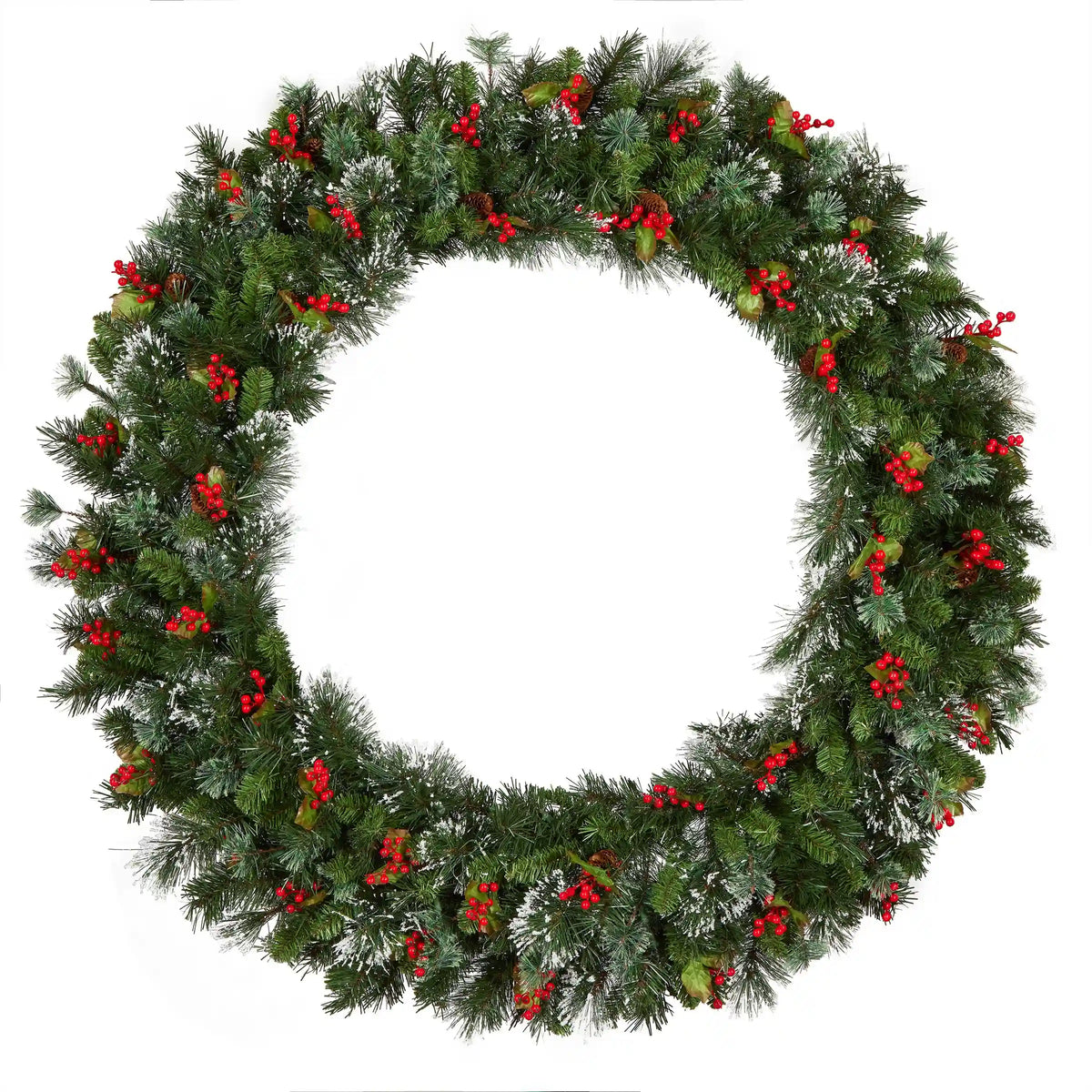 48 in. Pre-Lit Wintry Pine Wreath with Clear Lights, Plug-In