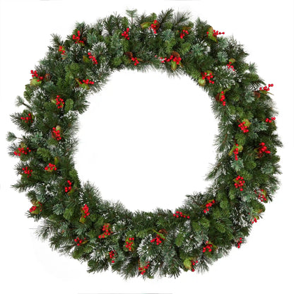 48 in. Pre-Lit Wintry Pine Wreath with Clear Lights, Plug-In