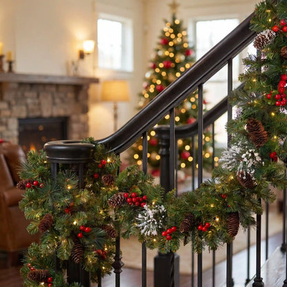 9 ft. Pre-Lit Wintry Pine Garland with Clear Lights, Plug-In
