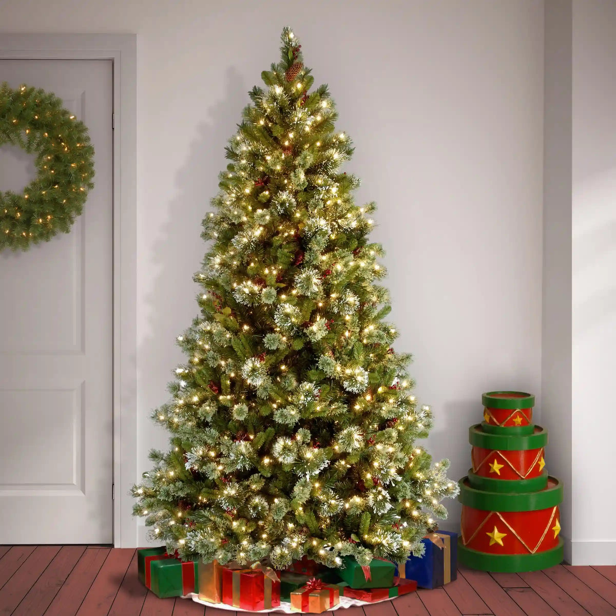 7.5 ft. Pre-Lit Wintry Pine Medium Tree with Clear Lights, Plug-In