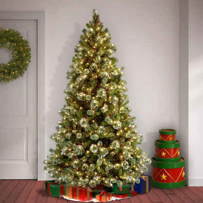 7.5 ft. Pre-Lit Wintry Pine Medium Tree with Clear Lights, Plug-In