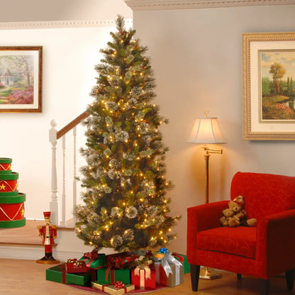 7.5 ft. Pre-Lit Wintry Pine Slim Tree with Clear Lights, Plug-In
