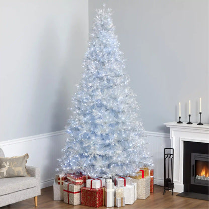 10 ft. Pre-Lit Crystal Pine Hinged Tree with RGB Lights, Plug-In